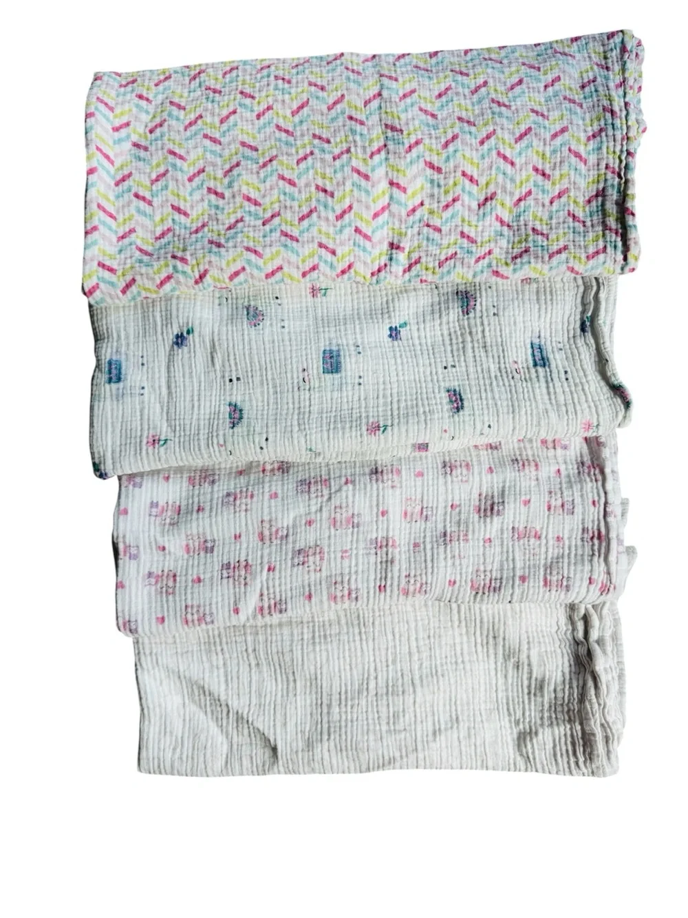 Baby girl Muslin Swaddle Blanket Bundle 4 Pack Baby Neutral Prints LULUJO